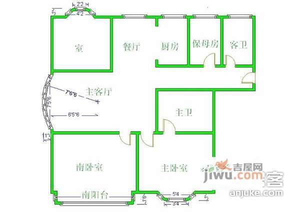 龙凤玫瑰园4室2厅2卫181㎡户型图