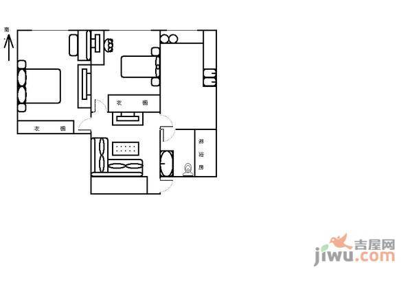 黑龙江路十二巷2室1厅1卫68㎡户型图