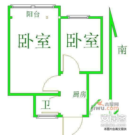 黑龙江路十二巷2室1厅1卫68㎡户型图