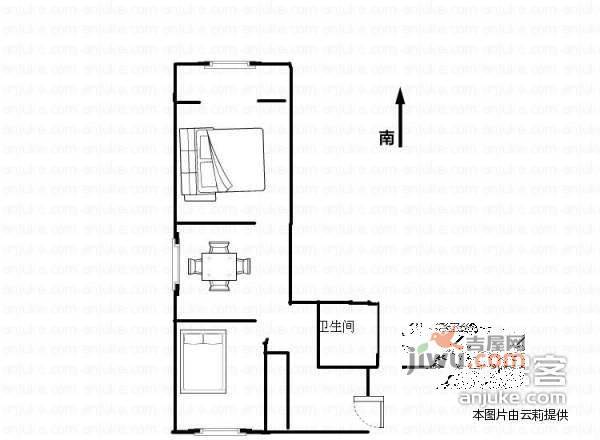 黑龙江路十二巷2室1厅1卫68㎡户型图