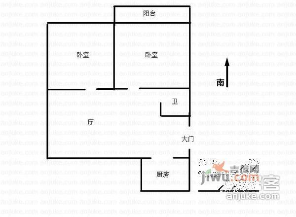 玉兰小区2室1厅1卫户型图