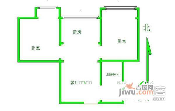 同仁新寓2室1厅1卫66㎡户型图