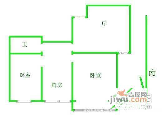 同仁新寓2室1厅1卫66㎡户型图