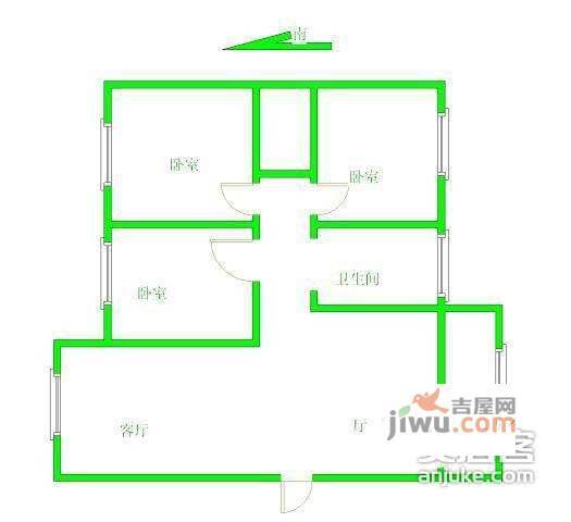 鸿仁名居3室2厅1卫123㎡户型图