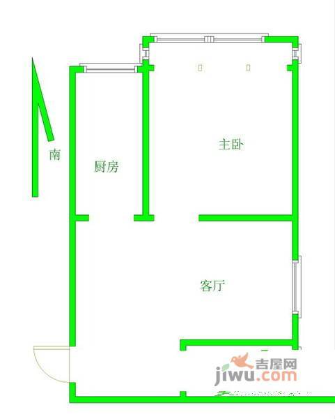 银河湾福苑1室1厅1卫51㎡户型图