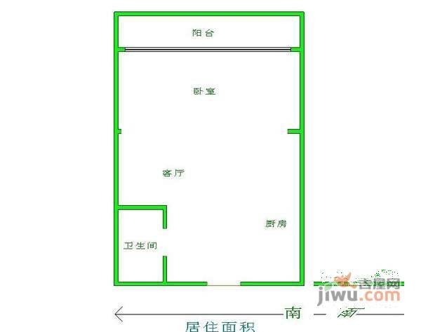 银河湾福苑1室1厅1卫51㎡户型图