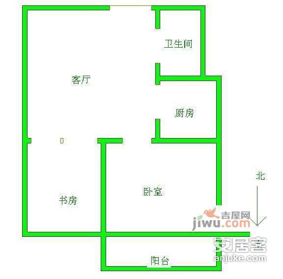 康桥圣菲1室1厅1卫40㎡户型图