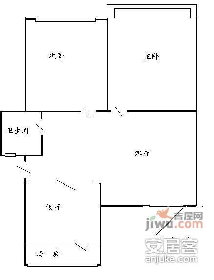 木匠营小区2室2厅1卫78㎡户型图