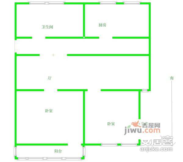 中兴新村2室2厅1卫78㎡户型图