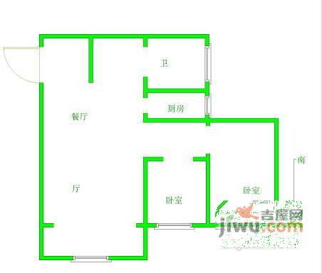 静月花园2室2厅1卫户型图