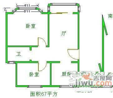 锦汇苑2室1厅1卫户型图