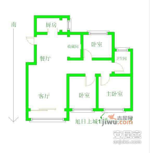 锦汇苑3室2厅2卫119㎡户型图