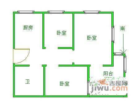 普华巷3室1厅1卫73㎡户型图