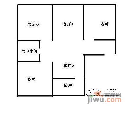 宏图上花园3室2厅1卫户型图