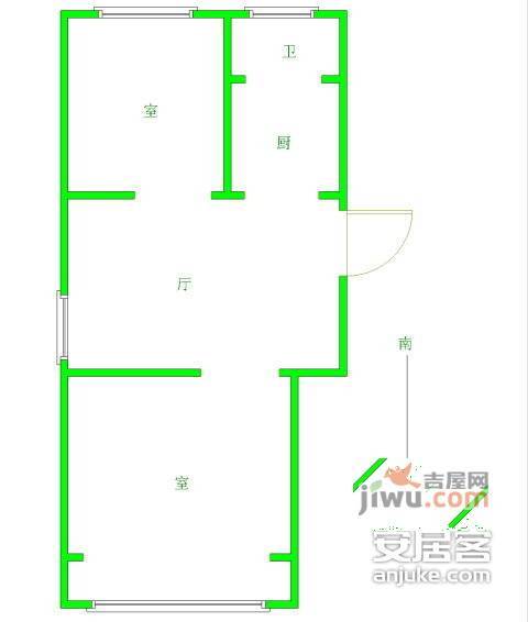 狮子桥2室1厅1卫65㎡户型图