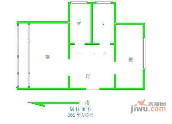 狮子桥2室1厅1卫65㎡户型图