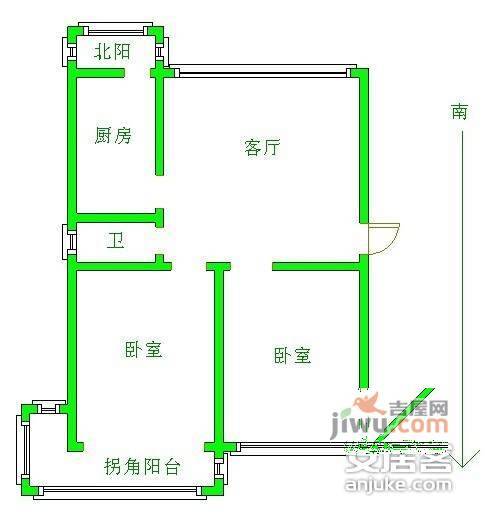 北苑一村2室2厅1卫户型图