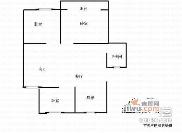 开源小区3室2厅1卫105㎡户型图