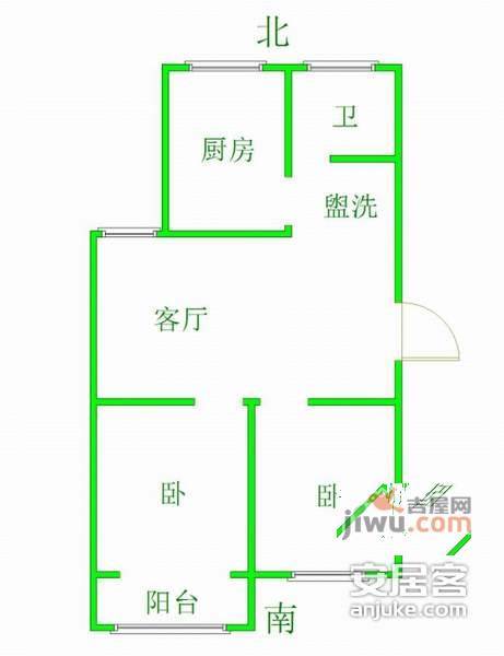 东城福园2室1厅1卫78㎡户型图