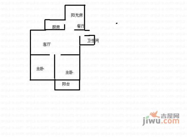 鼓楼教工新村2室2厅1卫68㎡户型图