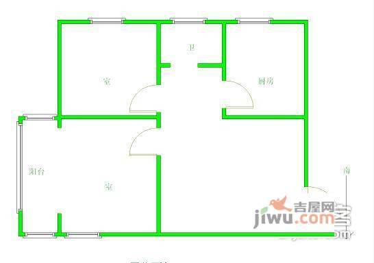 鼓楼教工新村2室2厅1卫68㎡户型图