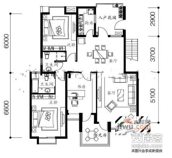 汇杰文庭3室2厅2卫160㎡户型图