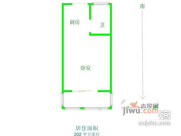 东升村1室1厅1卫40㎡户型图