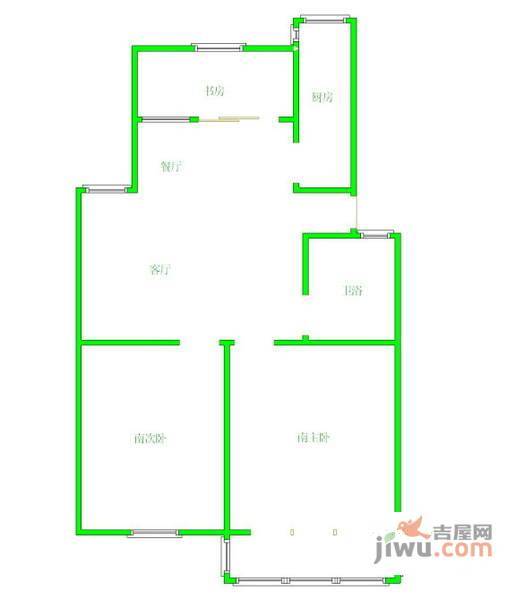 东升村2室2厅1卫88㎡户型图