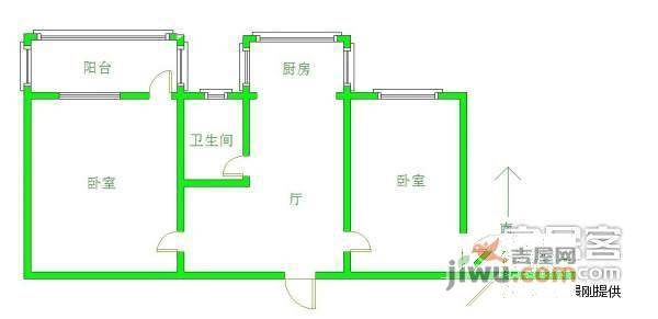 东升村2室1厅1卫户型图