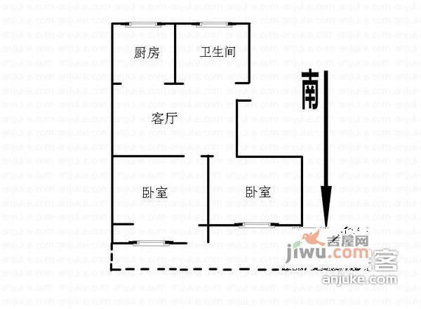 东升村2室1厅1卫户型图