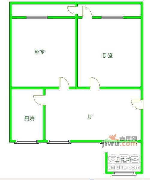 桥工新村2室1厅1卫65㎡户型图