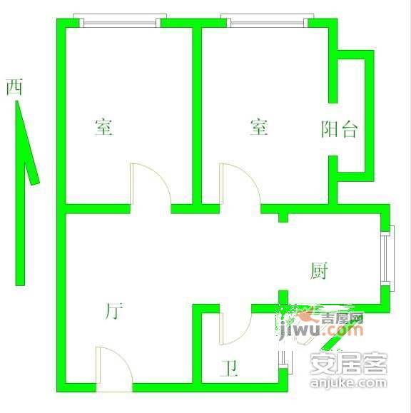 普德花园2室2厅1卫户型图