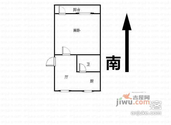 锁金村1室1厅1卫34㎡户型图