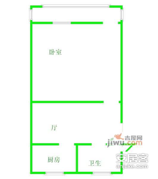 锁金村1室1厅1卫34㎡户型图