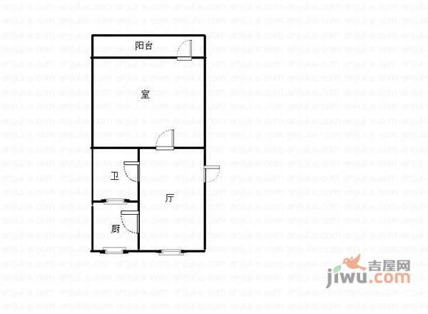 锁金村1室1厅1卫34㎡户型图