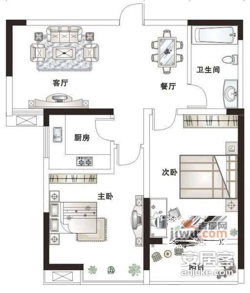 天安国际大厦2室2厅1卫90㎡户型图