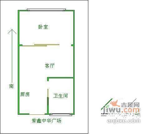 紫鑫中华广场1室1厅1卫户型图