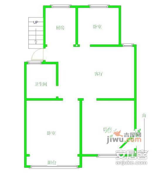 真园3室1厅1卫78㎡户型图