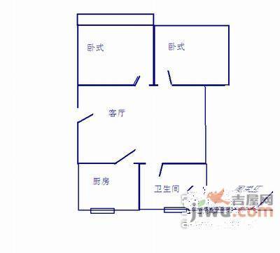 真园2室1厅1卫65㎡户型图