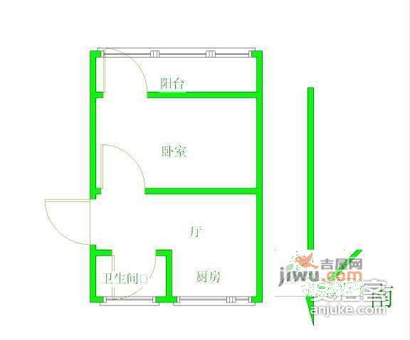 钓鱼巷小区1室1厅1卫40㎡户型图