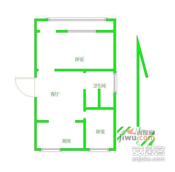 钓鱼巷小区2室1厅1卫61㎡户型图