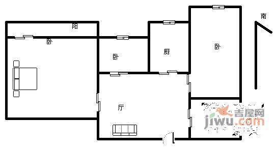 钓鱼巷小区3室1厅1卫65㎡户型图