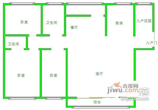 云河湾3室2厅2卫130㎡户型图