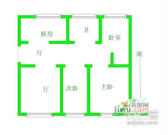 东城家园3室2厅1卫112㎡户型图