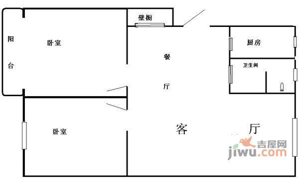 金尧花园2室2厅1卫80㎡户型图