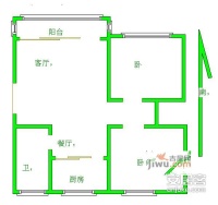 金发公寓2室2厅1卫87㎡户型图