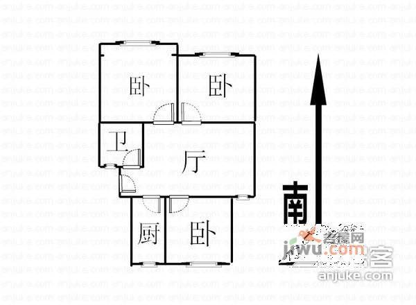 龙悦山庄3室1厅1卫户型图