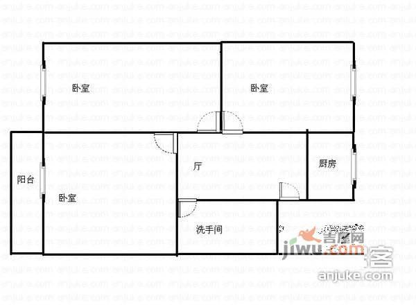 新华二村3室1厅1卫81㎡户型图