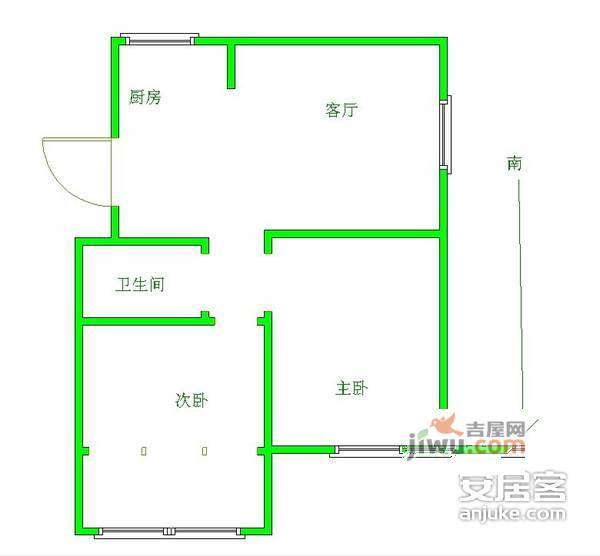 新华二村2室1厅1卫66㎡户型图