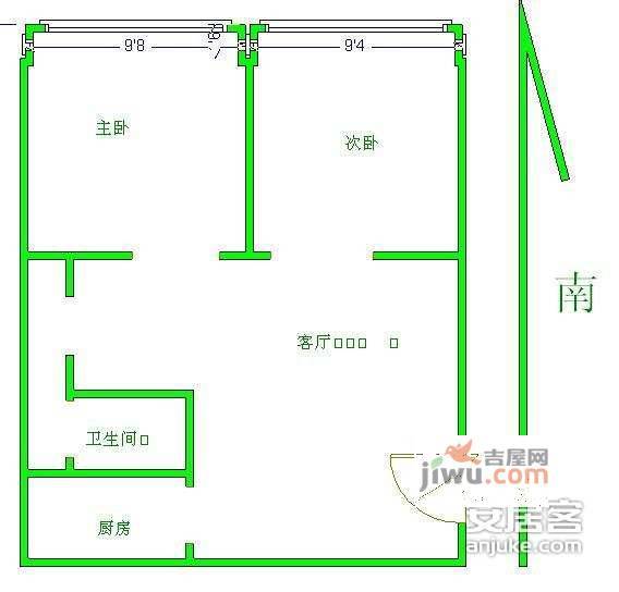 中泰国际广场2室1厅1卫户型图